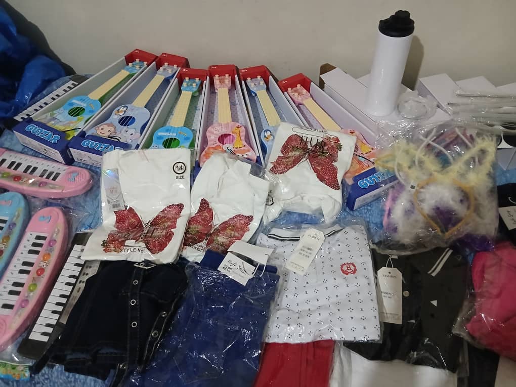 Toys and clothing prepared for children